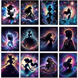 RYMILIE 12 Pack Diamond Art Kits for Adults,Diamond Painting Kits,5D Princess Diamond Painting Kits for Beginner Gem Art Full Drill Diamond Dots Art for Adults Home Wall Decor 12x16inch