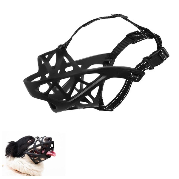 Dog Muzzle, Soft Rubber Safety Basket, Comfortable and Breathable, Adjustable