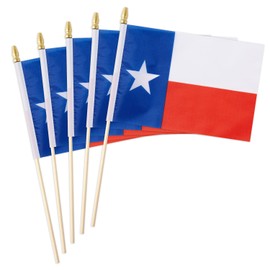 25 Pack Texas Flag State Small Mini Flag Wood Hand Held Stick Flag,Suitable For State Holiday Decoration And Party Decoration.