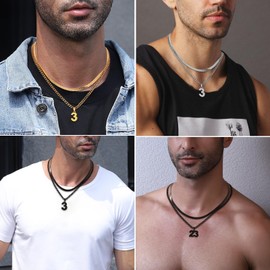 KLIFOWDY Number Necklace, Layered Necklace for Men, Number Necklace for Boy Athlete, 18+20 In Gold Chain for Men With Number 14 Pendant, Basketball Football Baseball Number Necklaces for Boys