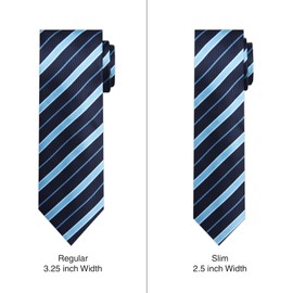 Jacob Alexander Men's Woven Stripes Pattern Regular Neck Tie - Light Blue