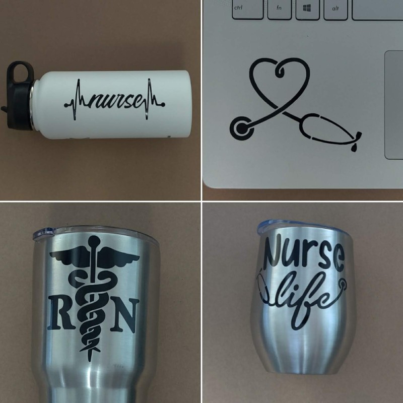 Nurse Decal 4 Pack: Nurse Heartbeat, Heart, Nurse Life, RN