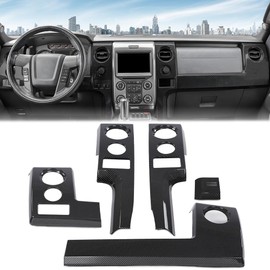 G-PLUS Center Console Dashboard Panel Cover Trim Bezels Compatible with Ford F150 2009-2014 Black Carbon Fiber