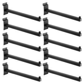 Vkinman 10 PCS 12 Inches Slat Wall Faceout, Slatwall Hooks, Metal Square Straight Arm Hooks, Metal Heavy Duty Slat Wall Hooks Accessories for Retail, Clothing, Garage, Shop Display, Black
