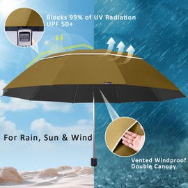BAODINI Inverted Extra Large Compact Umbrella Golf Size 54 inch arc Vented Canopy UV Protection Manual Open Close Umbrella for Rain Sun and Wind