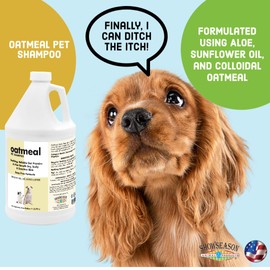 Itch Relief Oatmeal and Aloe Pet Shampoo for Dogs & Cats 1 Gallon | Anti-Itch & Deodorizing Formula | Soothes and Moisturizes Dry Itchy, Sensitive Skin