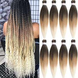 Xtrend 26 Inch EZ Braids 8Packs Ombre Pre-Stretched Easy Braiding Hair Extensions for Box Braids Hair Hot Water Setting Synthetic Fiber Hair Extensions 3 Tones 1B/27/613#