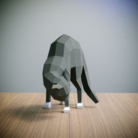 Yona DIY Frightened Cat Papercraft kit, Abstract Low Poly Animal DIY kits, Home decor, kids crafts kits, Gift, origami 3D, paper trophy,3D Puzzle, Paper sculpture, Papercraft set for adults