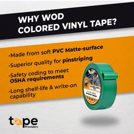 WOD VTC365 Black Vinyl Pinstriping Tape, 1/4 inch x 36 yds. for School Gym Marking Floor, Crafting, & Stripping Arcade1Up, Vehicles and More