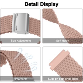 Supore Garmin Venu 2 Plus Bracelet, 20 mm Stylish Nylon Fabric Bracelet for Garmin Venu Sq 2/Sq 2 Music/Venu Sq/Venu/Vivoactive 3/Vivomove 3/Forerunner 245/645 Music