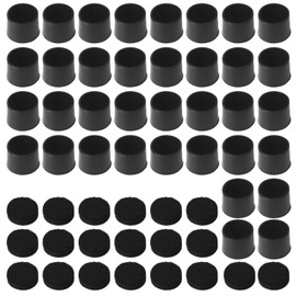 HO2NLE 36Pcs 16mm Rubber End Caps PVC Chair Leg Caps Chair Floor Protector with 20Pcs 5mm Black Felt Furniture Pads Round for Chair Desk Table Stool Legs