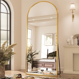 Antok Floor Mirror, 71"×28" Arched Full Length Mirror Arched Mirror with Stand, Large Arched Wall Mirror, Oversized Arched Mirror Full Length, Wall Mounted Mirror Full Length, 71"x28"(Gold)