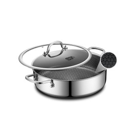 Saute Pan,Hybrid Non Stick 6.5 Quart Everyday pan,Chicken Fryer, PFOA Free Cookware,12.5 inch Deep Frying Pans with Lid,Dishwasher and Oven Safe,Works on Induction,Ceramic and Gas Cooktops
