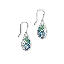 Ortak 925 Sterling Silver Drop Earrings Handmade Designer Designed Earring Hot Glass Enamel Scottish Celtic Jewellery of Scotland for Women
