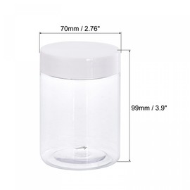 sourcing map Round Plastic Jars with White Screw Top Lid, 10oz/ 300ml Wide-mouth Clear Empty Containers for Storage, Organizing, 2Pcs