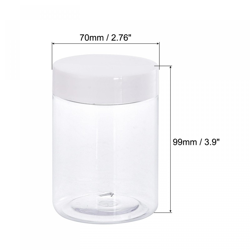 sourcing map Round Plastic Jars with White Screw Top Lid,