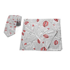 Lunarable Tie and Bandana Set for Men Lips and Lipsticks Retro