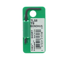 BONDHUS Torx® L-Wrench Short T8 [Short Hand: 0.7 inch (19 mm), Long: 1.7 inches (44 mm)] Black Dyed TLS8 No.31708