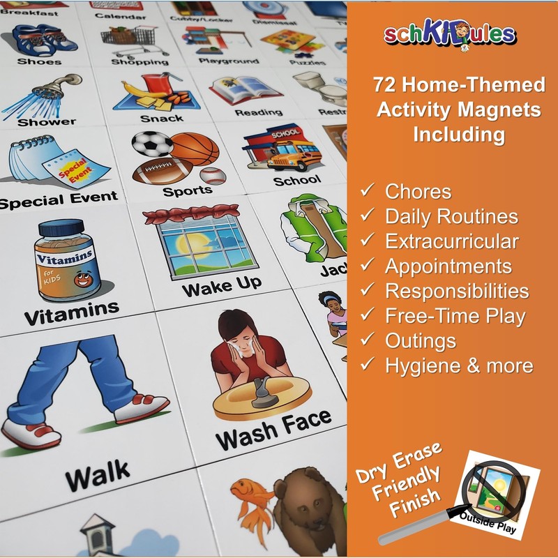 SchKIDules Home-Themed Magnetic Visual Schedule & Reward Chart w/129 Colorful