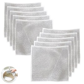 10 PCS Multipurpose Dishwashing Rags,Wire Dishwashing Rags, Wire Cleaning Cloths, for Scrubbing and Cleaning Dishes,Pots,Sinks,Wet and Dry(Silver)