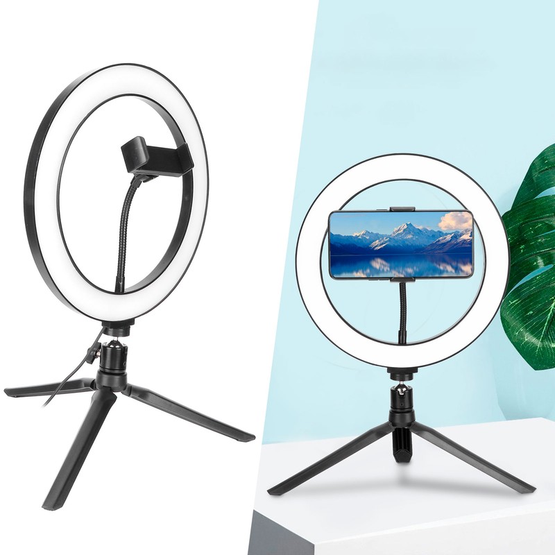 LED Ring Light 10 Levels Dimming Desktop Fill Lamp with