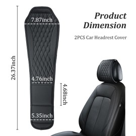 YGDMD 2PCS Headrest Covers for Cars,Comfortable Leather Lattice Pattern Car Headrest Cover Adds Headrests Protection and Car Decorations,Universal Breathable Head Rest Cover for Cars