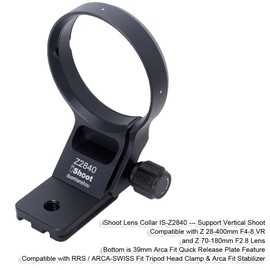 Tripod Mount Ring Lens Collar Compatible with Nikon Z 28-400mm F4-8 VR & Z 70-180mm F2.8 Lens, Support Vertical Shoot, Arca-Swiss Fit Quick Release Plate Bracket for Arca Fit Head Clamp & Stabilizer