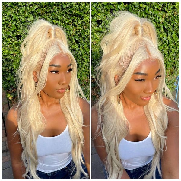 Drag Queen Blonde Water Wave Lace Front Wig for Women Middle Part 26 Inch Natural Looking