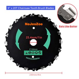 NeJesZoe 9” x 20T Chainsaw Tooth Brush Cutter Blades 10" x 80Teeth Weed Trimmer Saw Blade with Universal Adapter Kits for Weed Eater, Brush Cutters, String Trimmers, and Weed Wreckers