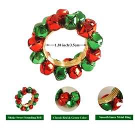 Utalek Christmas Napkin Rings Set of 6 Jingle Bell Napkin Rings Holders Red and Green Xmas Serviette Buckle Holder for Christmas, Dinner, Parties, Holiday Dining Table Decor