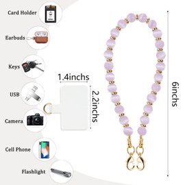 Lostars Marble Beaded Phone Wrist Strap,Detachable Phone Bracelet with Tether Tab,Hands-Free Wristlet Strap (Light Blue Cat's Eye)