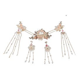 zaoalife Flower Tassels Hairpin, Crystal Rhinestone Pearl Hair Clips,Chinese Hair Stick Long Tassel Flowers Pearl Hair Pins Set,Vintage Hair Accessories(L)