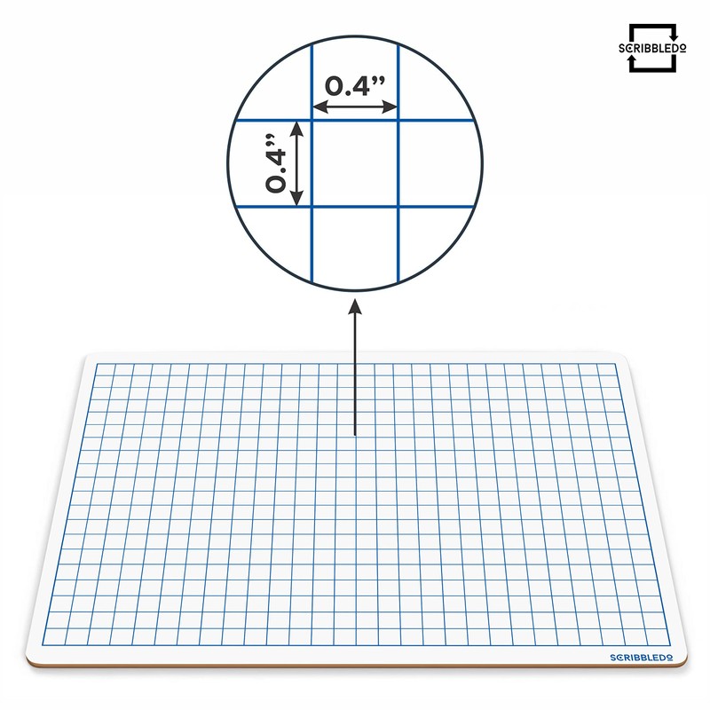 SCRIBBLEDO Dry Erase Grid Whiteboard 9" x 12" Double Sided