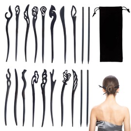 20 Pcs Wooden Hair Sticks, Black Chinese Hair Chopsticks, Vintage Wood Hair Forks Hair Sticks Hair Pins Hair Bun Holders for Long Hair Women Hair Styling Accessories