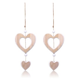 Pack of 2 Window Decoration Hanging Wooden Decorative Heart Window Decoration Pendant Heart Decoration Wooden Pendant Hanging Decorative Hearts for Hanging Wooden Hearts Hanging Decoration Window