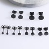 Yolev 6 Pairs Dot Stud Earrings Black Round Flat Top