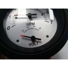 TELEFLEX 69926 MULTIFUNCTION TACHOMETER / VOLT METER GAUGE SILVER FACE BOAT