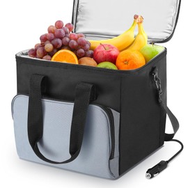 WODHMIEY 15L Portable Electric Cooler Bag,Car Cooler Watertight Liner Bag, Soft Sided Thermoelectric Travel Cooler with Shoulder Strap, Storage Pocket & DC 12V Plug in for