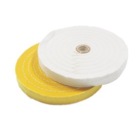 2 Pcs Extra Thick 8 Inch Cotton Buffing Wheel 5/8 Inch Arbor Hole Abrasive Cotton Buffing Polishing Wheel for Bench Grinder, Table Grinder (Yellow & White)