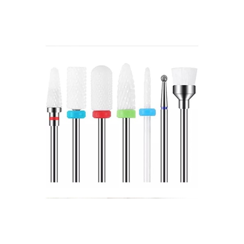 Kit Brocas De Uñas Lima Pulidor Drill Cerámica Fresa 7pz