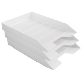 Acrimet Stackable Letter Tray, 3 Tier Front Load Desktop File Organizer, A4 Letter Size, Plastic, White