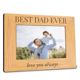 AKTFV Dad Picture Frame - Best Dad Ever - 4x6 Wooden Photo Frame With Support Thank You Gift For Dad From Daughter Son? Father's Day Birthday Christmas Valentine’s Gifts for Father -A08