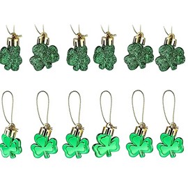 24 Pcs St Patrick's Day Shamrocks Ornaments, Good Luck Clover Hanging Baubles for St. Patrick's Day Home Party Decorations