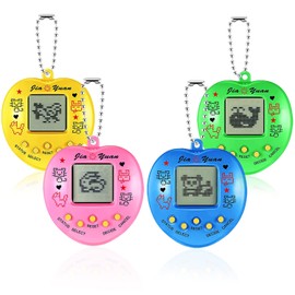 SAFSOU 4 Pcs Virtual Pets, Cute Big Heart Shape,Virtual Electronic Digital Pets,168 Pets Retro Handheld Game Machine 5 Buttons Easier to Operate
