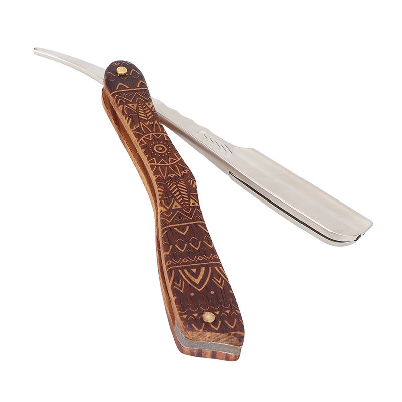 Men Manual Razor Redwood Handle Shaver Zinc Alloy Blade Straight