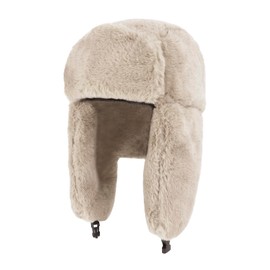 Winter Cozy Plush Ushanka Russian Hat Windproof Thermal Full Hood Earflap Hat Skull Cap Thick Faux Fur Snowmobile Cycling Camping Ski Hunting Trapper Hats for Men Women Teens Khaki