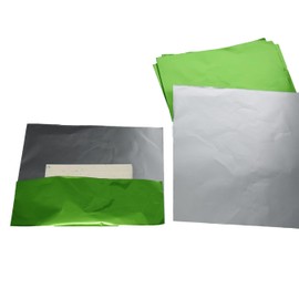 Chocolate Bar Wrappers, 7.5" x 7.5" 100Pcs Gold Foil Candy Wrappers, Butter Wrappers Homemade Individual Aluminum Packaging Wrapping Sheets for Baby Shower Birthday Gifts Christmas Easter, Green