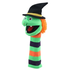 The Puppet Company Wilma ECO Sockette Hand Puppet - Eco-Friendly Witch Puppet with Orange Hair & Squeaky Tongue - Interactive Magical Toy for Kids & Adults - 38cm