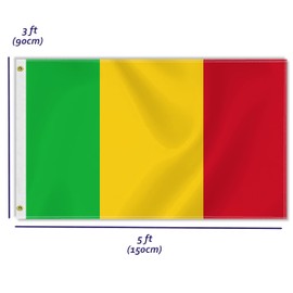 Large Mali Flag, 3×5 FT 75D Malian National Outdoor Banner,90×150cm Decor For Patio Garden With Brass Gromment