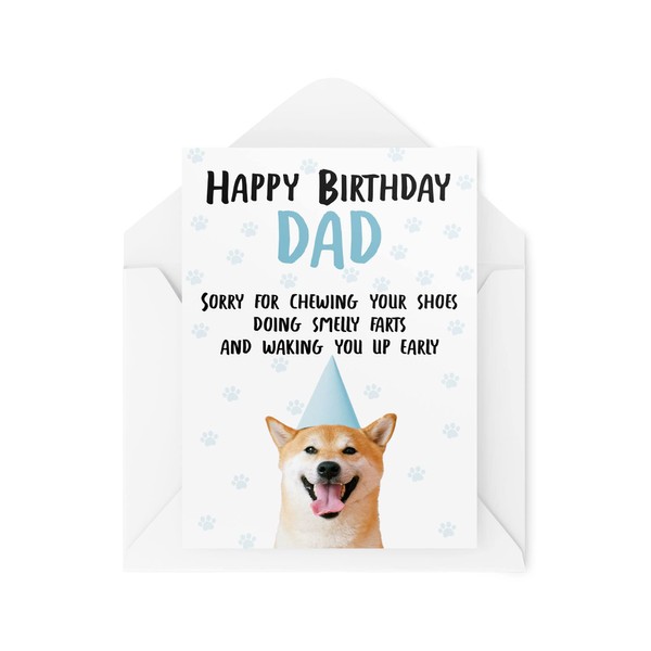 Funny Birthday Cards for Dad from The Dog | Pet Lover Greeting Cards On His Birthday | Sorry for Farting Waking Early Chewing Shoes - CBH243